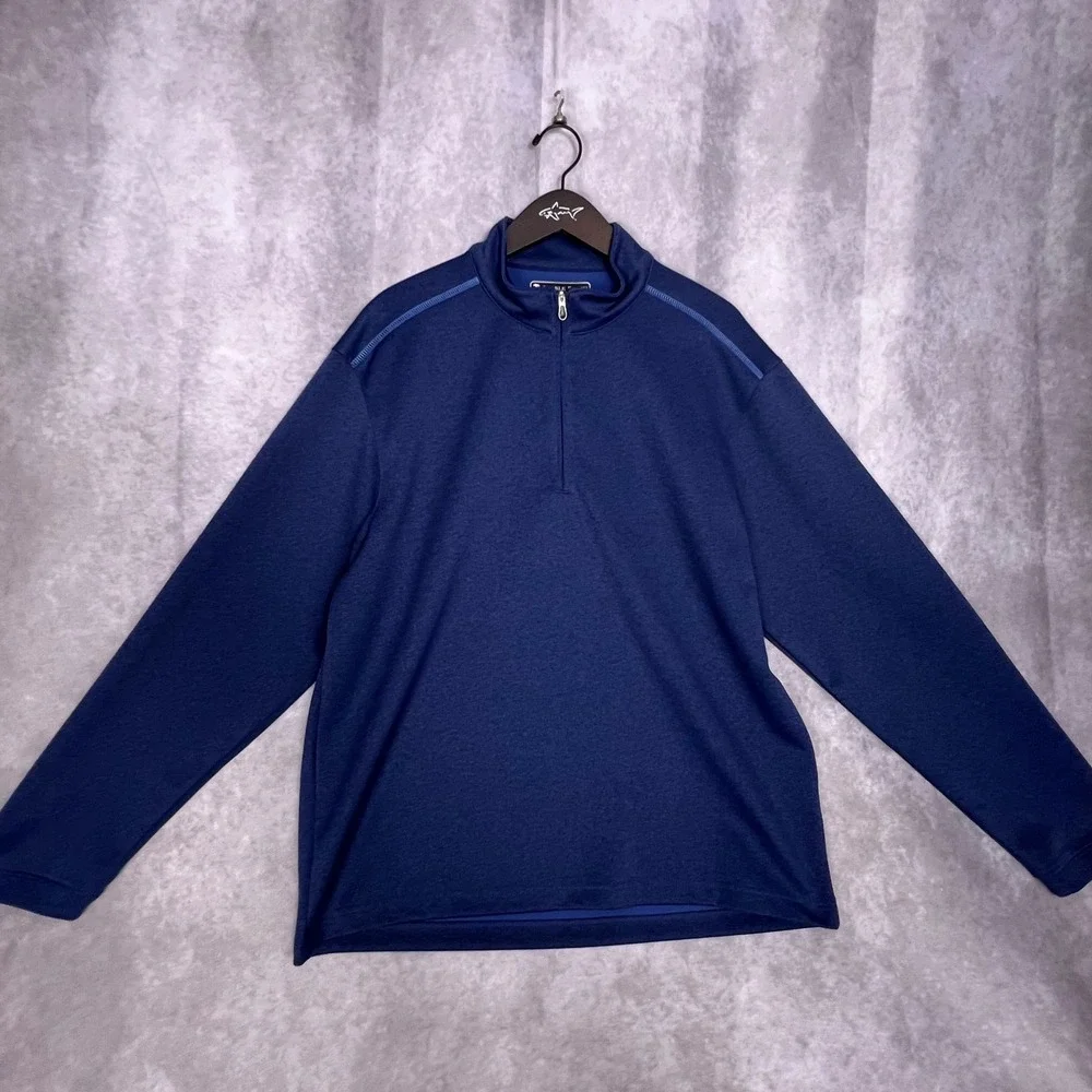Pebble Beach Pullover Mens Large Blue Excellent Performance Quarter Zip Heather
